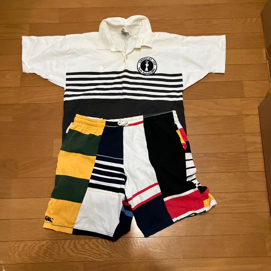 カンタベリー　ラガーシャツとカラーブロックショートパンツセット