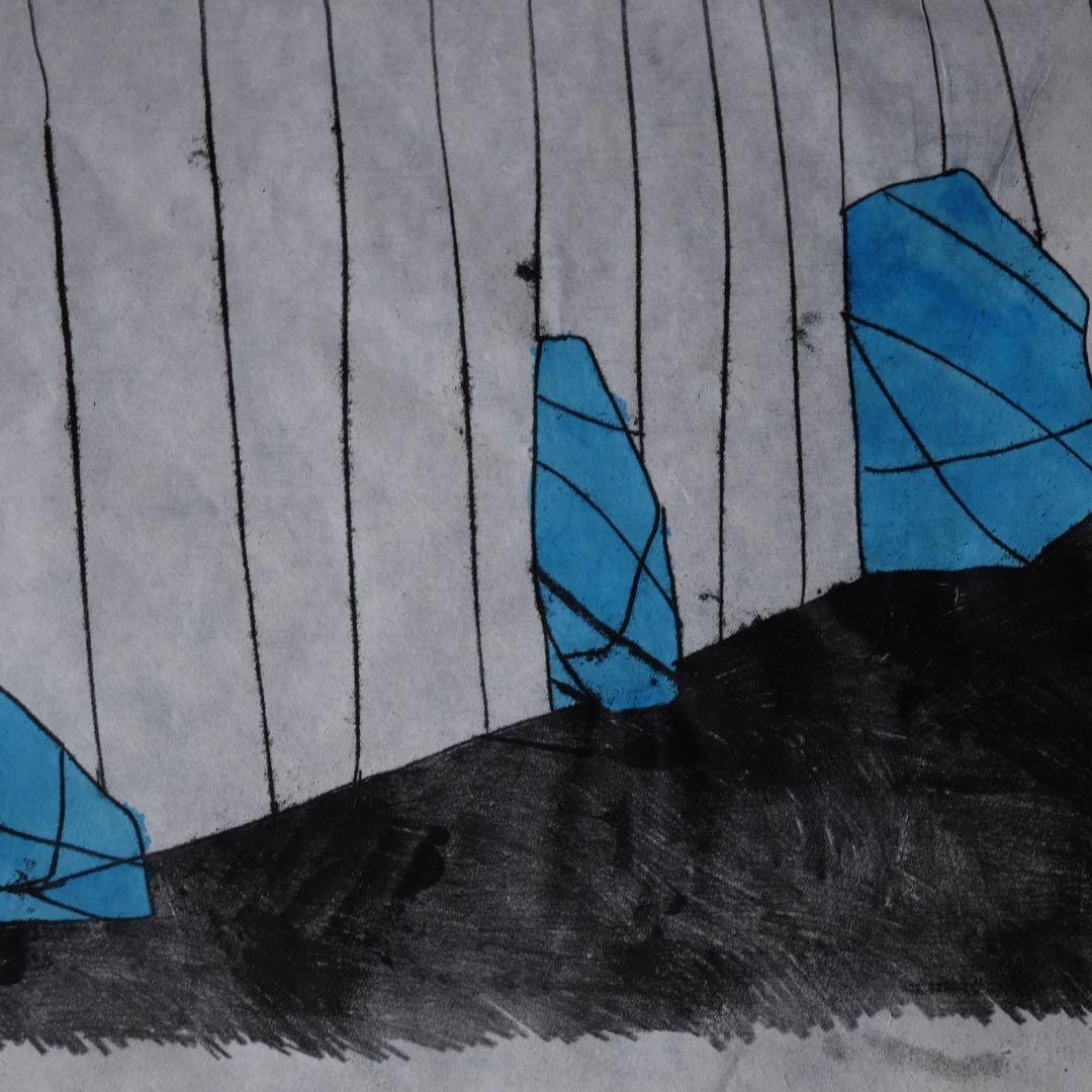 額装 和紙に描かれた抽象画 57×45㎝　水彩画 絵画 アート 美術 芸術