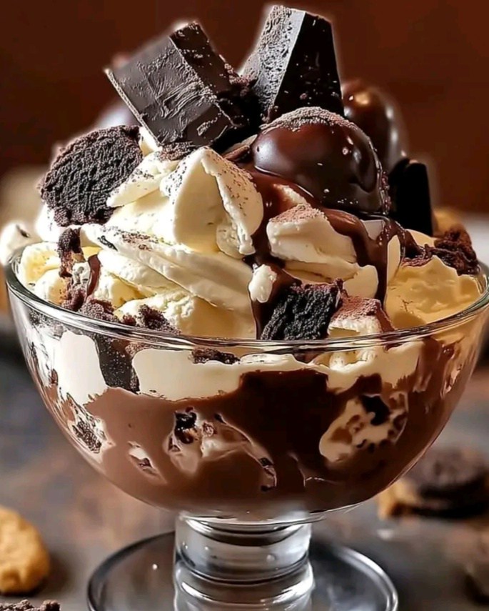 Choco-Chill Cheesecake Ice Cream Bliss dessert served in a bowl with toppings